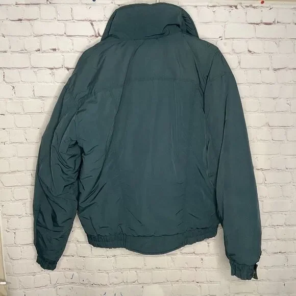 VTG The North Face Men Size M Green/Teal Pockets Full Zip Winter Puffer Jacket